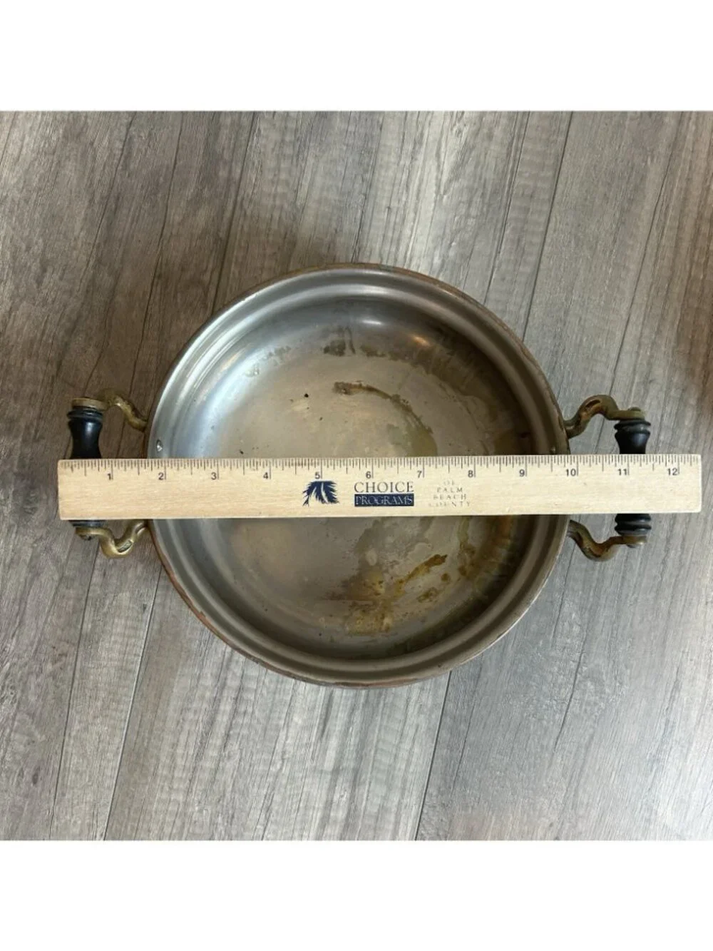 Vintage Manning Bowman Copper Pan Lid Handles Rustic Patina AS IS Cottagecore - Picture 6 of 16
